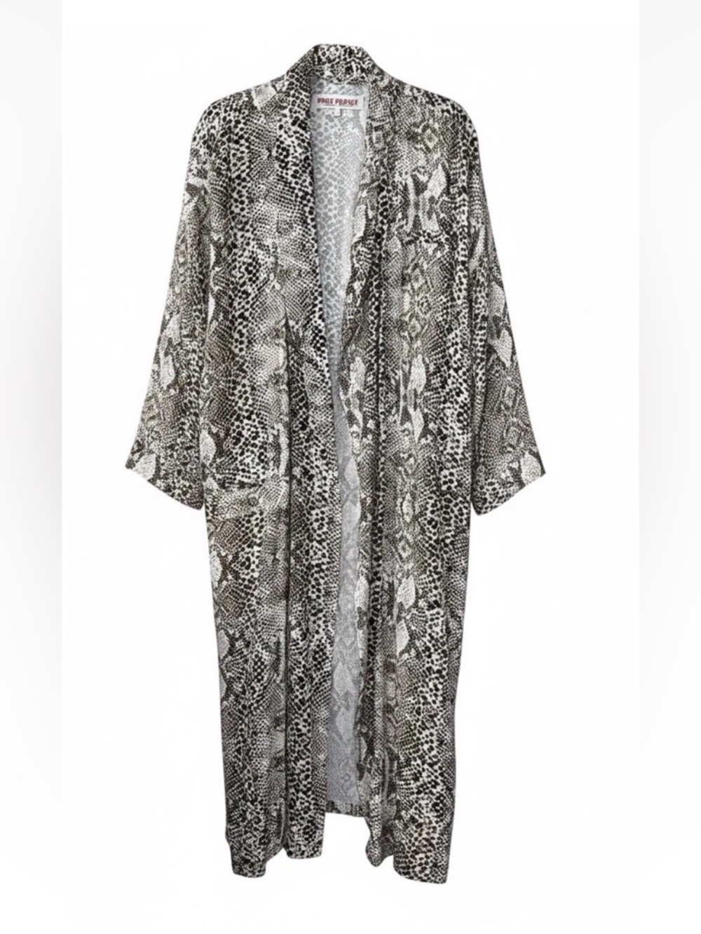 Free People Wild Nights Duster Jacket L Large Snake Print Brown Cardigan Layer
